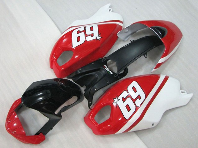 Purchase 2008-2012 White Red Glossy Black 69 Ducati Monster 696 Motorcycle Fairings UK