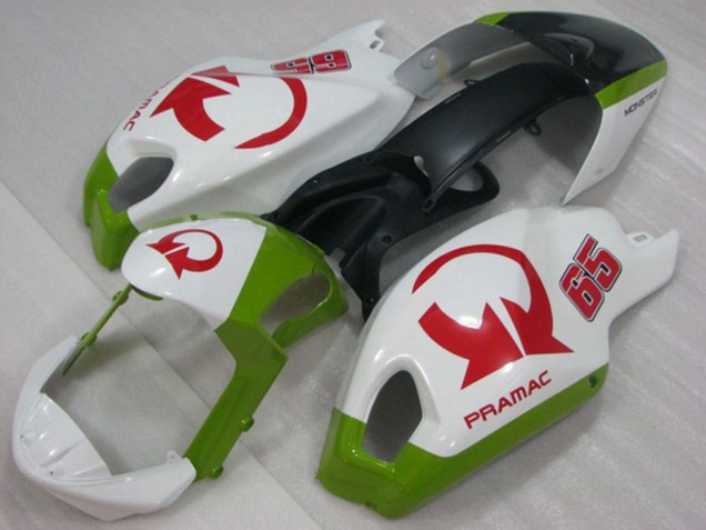 Purchase 2008-2012 White Green Red Pramac 65 Ducati Monster 696 Motorcycle Fairings UK