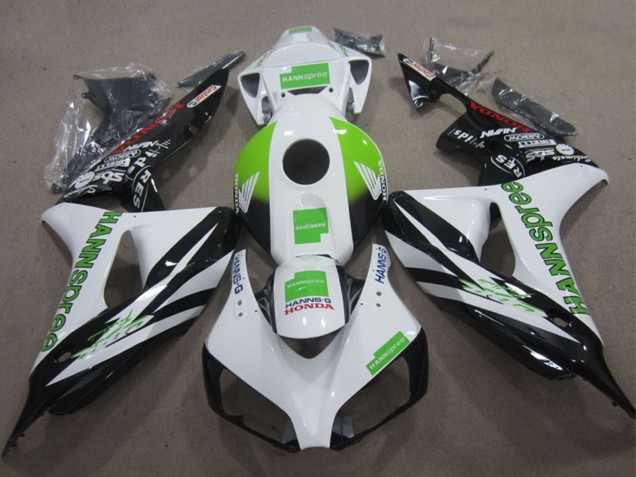 Purchase 2006-2007 White Green Glossy Black Hannspree Honda CBR1000RR Motorcycle Fairings UK