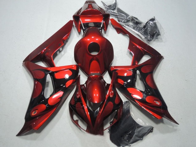 Purchase 2006-2007 Red Glossy Black Flame Honda CBR1000RR Motorcycle Fairings UK