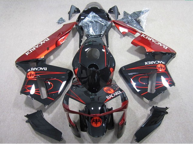 Purchase 2005-2006 Glossy Black Red BACARDI Honda CBR600RR Motorcycle Fairings UK