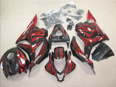 Purchase 2009-2012 Black Red Flame Honda CBR600RR Bike Fairings UK