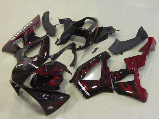 Purchase 2000-2001 Glossy Black Red Flame Honda CBR900RR 929 Motorcycle Fairings UK