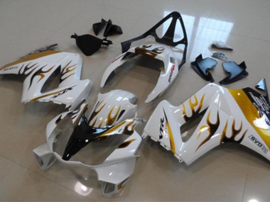 Purchase 2002-2013 White Gold Flame Honda VFR800 Bike Fairings UK