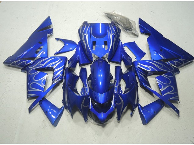Purchase 2003-2005 Blue White Flame Kawasaki ZX10R Motorcycle Replacement Fairings UK Purchase 2003-2005 Blue White Flame Kawasaki ZX10R Motorcycle Replacement Fairings UK