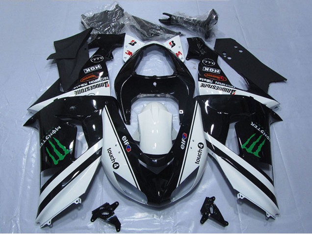Purchase 2006-2007 White Glossy Black Green Elf Touch4 Monster Kawasaki ZX10R Motorcycle Fairings UK