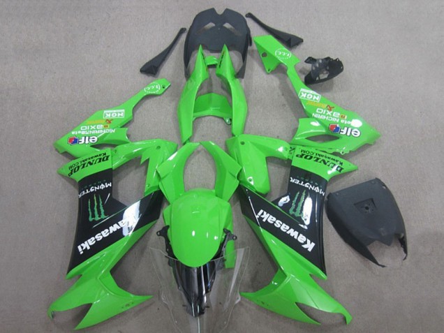 Purchase 2008-2010 Green Black Monster Energy Elf Dunlop Kawasaki ZX10R Motorcycle Fairings UK