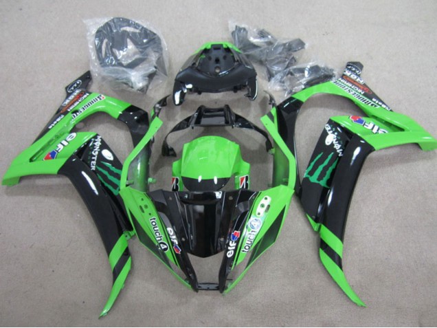 Purchase 2011-2015 Green Glossy Black Green Elf Touch4 Monster Kawasaki ZX10R Motorcycle Fairings UK