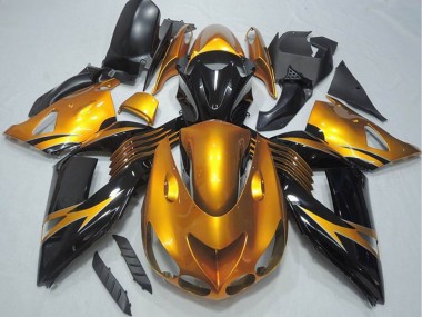 Purchase 2006-2011 Gold Glossy Black Kawasaki ZX14R ZZR1400 Motorcycle Fairing UK