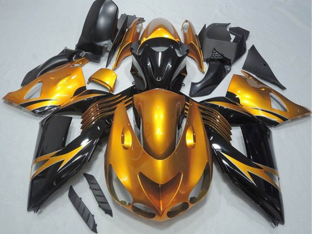 Purchase 2006-2011 Gold Glossy Black Kawasaki ZX14R ZZR1400 Motorcycle Fairing UK
