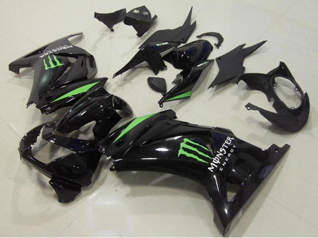 Purchase 2008-2012 Glossy Black Green Monster Energy Kawasaki ZX250R Motorcycle Fairings UK