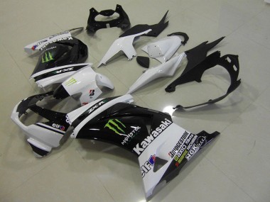 Purchase 2008-2012 Black White Monster Kawasaki ZX250R Motorcycle Fairings & Bodywork UK