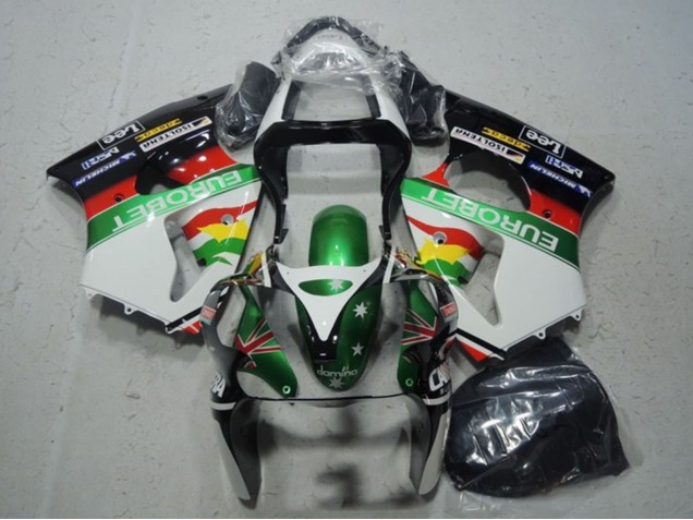 Purchase 2000-2002 White Green Red Yellow Black Star EuroBet Kawasaki ZX6R Motorcycle Fairings UK