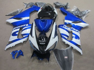 Purchase 2005-2006 Blue White Black Kawasaki ZX6R Motorcycle Fairings UK