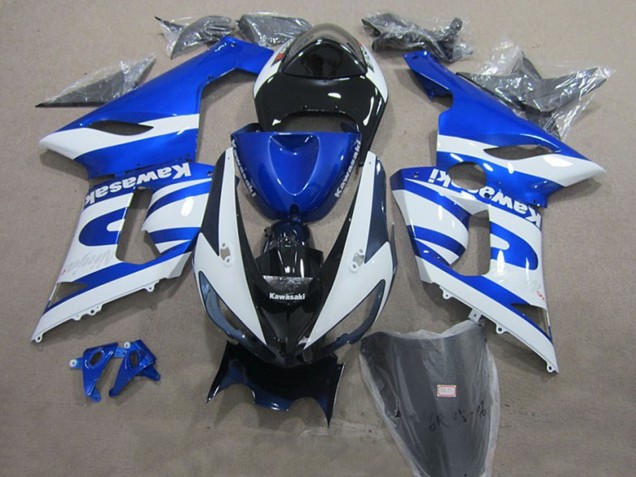 Purchase 2005-2006 Blue White Black Kawasaki ZX6R Motorcycle Fairings UK