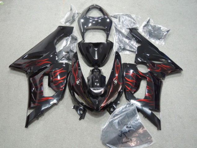 Purchase 2005-2006 Black Red Flame Kawasaki ZX6R Bike Fairing Kit UK Purchase 2005-2006 Black Red Flame Kawasaki ZX6R Bike Fairing Kit UK