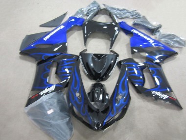 Purchase 2005-2006 Black Blue Flame Ninja 636 Kawasaki ZX6R Motorcycle Fairings Kits UK