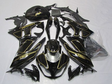 Purchase 2009-2012 Glossy Black Silver Gold Kawasaki ZX6R Motorcycle Fairings UK