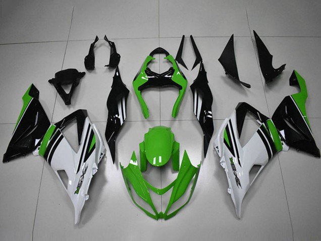 Purchase 2013-2018 Green White Black Stripe Kawasaki ZX6R Motorcycle Fairings UK