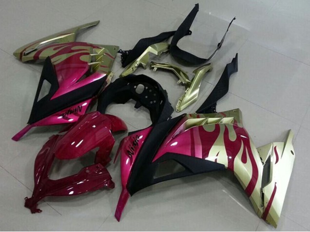 Purchase 2013-2018 Gold Pink Red Black Kawasaki ZX300R Motorcycle Fairings UK