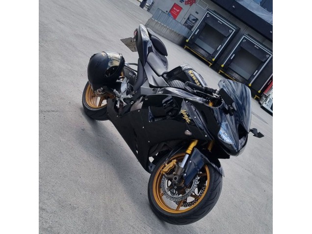 Purchase 2005-2006 Glossy Black Gold Decals Kawasaki ZX6R Motorcycle Fairings UK