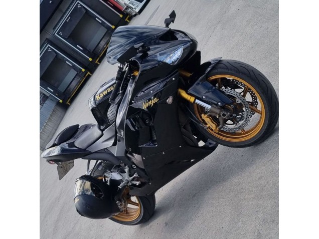 Purchase 2005-2006 Glossy Black Gold Decals Kawasaki ZX6R Motorcycle Fairings UK