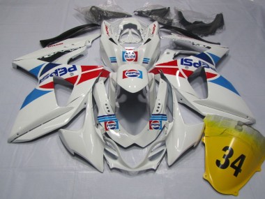 Purchase 2009-2016 White Pepsi 34 Suzuki GSXR1000 Motorcycle Fairings Kit UK