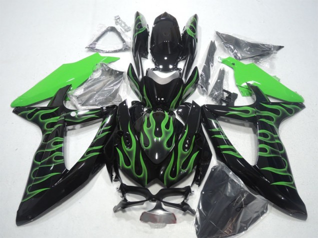 Purchase 2008-2010 Black Green Flame Suzuki GSXR600 Bike Fairings UK Purchase 2008-2010 Black Green Flame Suzuki GSXR600 Bike Fairings UK