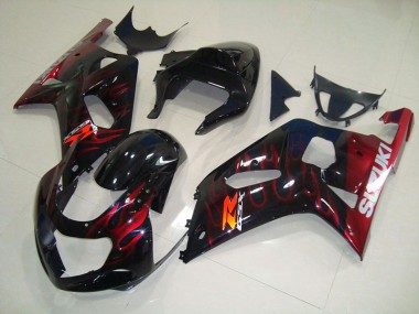 Purchase 2001-2003 Black Red Flame Suzuki GSXR750 Bike Fairing Kit UK