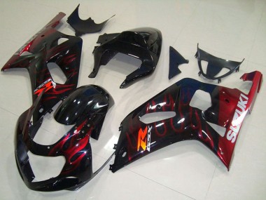 Purchase 2001-2003 Glossy Black Red Flame Suzuki GSXR 750 Motorcycle Fairings UK