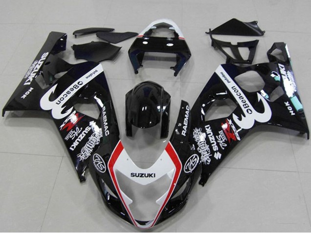 Purchase 2004-2005 Glossy Black White Red Beacon Suzuki GSXR 750 Motorcycle Fairings UK