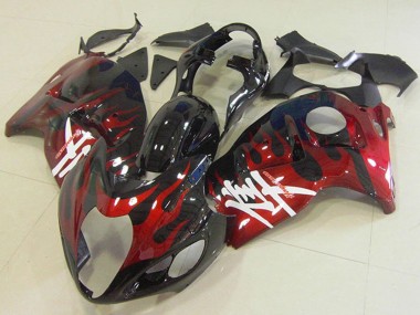 Purchase 1996-2007 Glossy Black Red Flame Suzuki GSXR 1300 Hayabusa Motorcycle Fairings UK