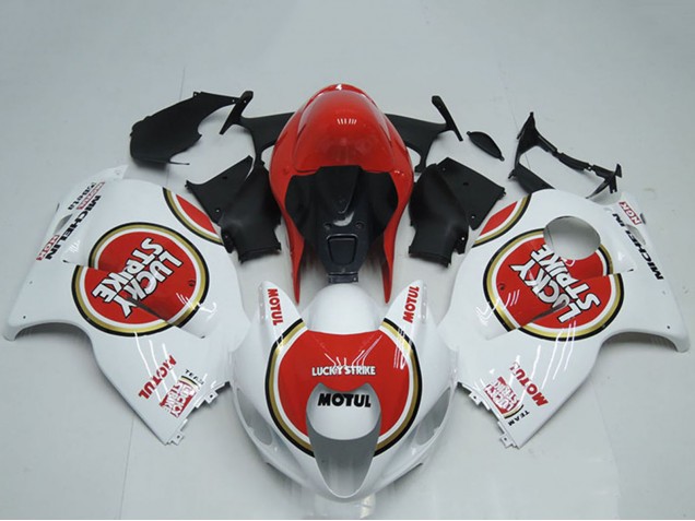 Purchase 1996-2007 White Red Lucky Strike Motul Suzuki GSXR 1300 Hayabusa Motorcycle Fairings UK