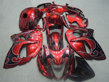 Purchase 1996-2007 Red Silver Black Flame Suzuki GSXR 1300 Hayabusa Motorcycle Fairings UK