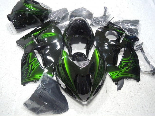 Purchase 1996-2007 Glossy Black Green Suzuki GSXR 1300 Hayabusa Motorcycle Fairings UK