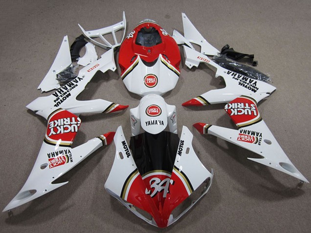 Purchase 2004-2006 White Red Lucky Strike Yamaha YZF R1 Motorcycle Fairings UK
