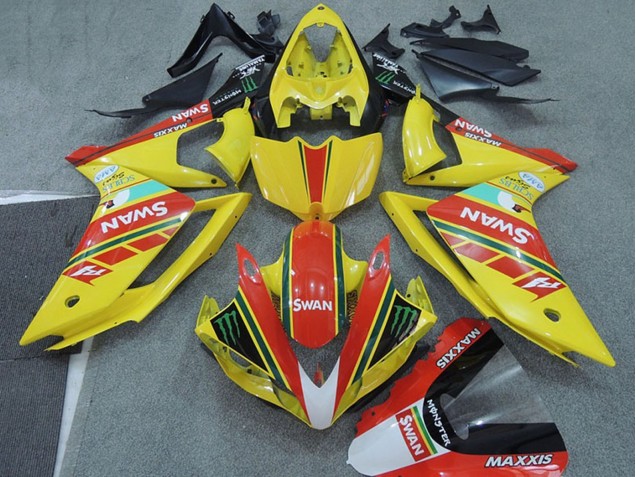 Purchase 2007-2008 Yellow Red Black White Swan Yamaha YZF R1 Motorcycle Fairings UK