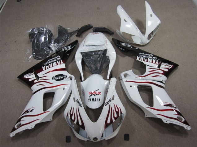 Purchase 2009-2011 White Red Black Flame Yamaha YZF R1 Motorcycle Fairings UK