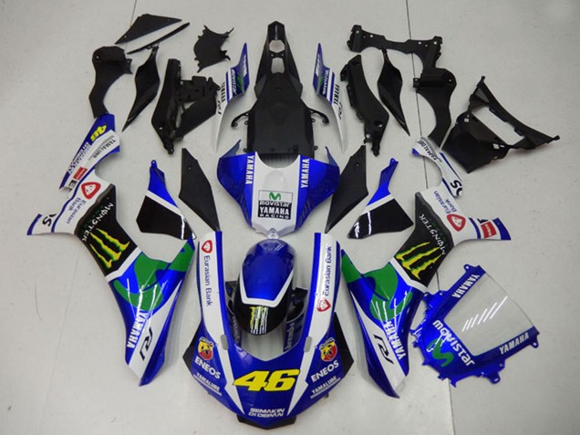 Purchase 2015-2019 White Blue Black Green ENEOS MoviStar Monster 46 Yamaha YZF R1 Motorcycle Fairings UK