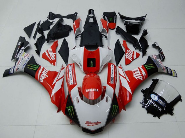 Purchase 2015-2019 White Red Black Green Monster Milwaukee Yamaha YZF R1 Motorcycle Fairings UK