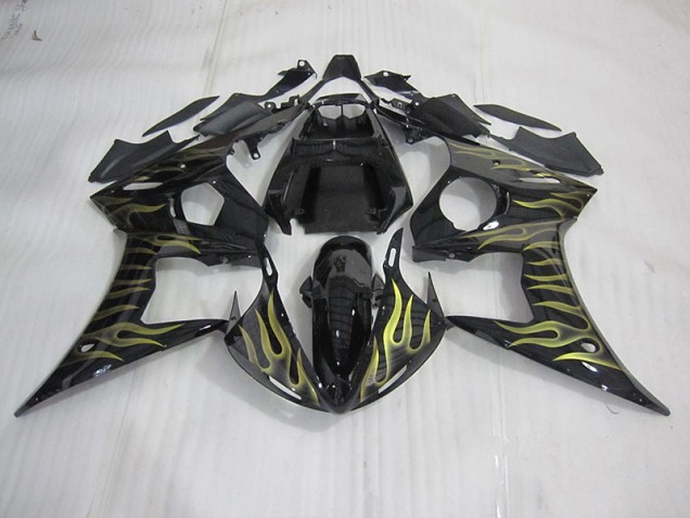 Purchase 2003-2005 Black with Yellow Flame Yamaha YZF R6 Motorcycle Bodywork UK