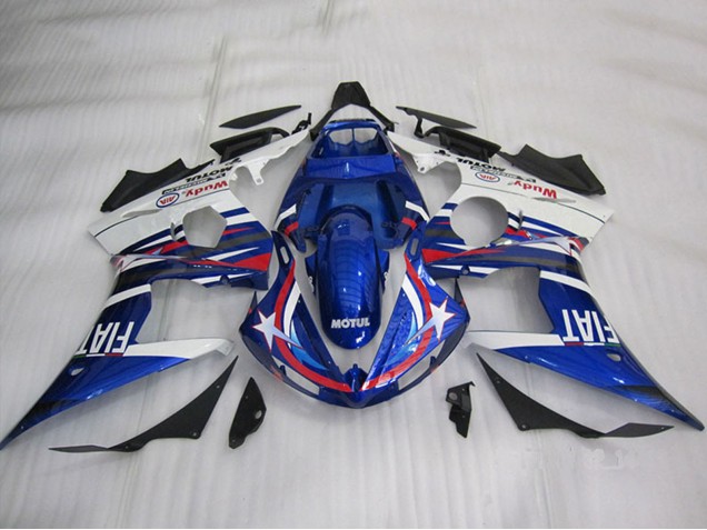 Purchase 2003-2004 White Blue Red Motul Fiat Yamaha YZF R6 Motorcycle Fairings UK