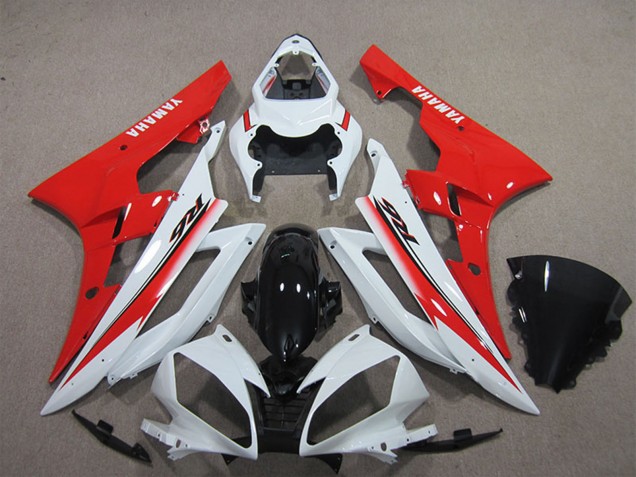 Purchase 2006-2007 White Red Glossy Black Yamaha YZF R6 Motorcycle Fairing UK