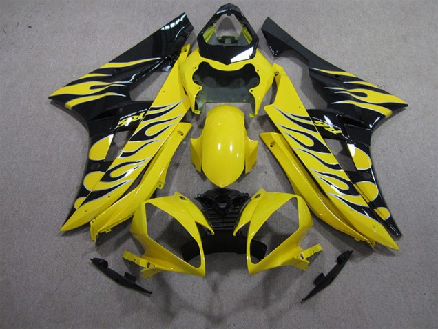 Purchase 2006-2007 Yellow Black Flame Yamaha YZF R6 Motorbike Fairing Kits UK